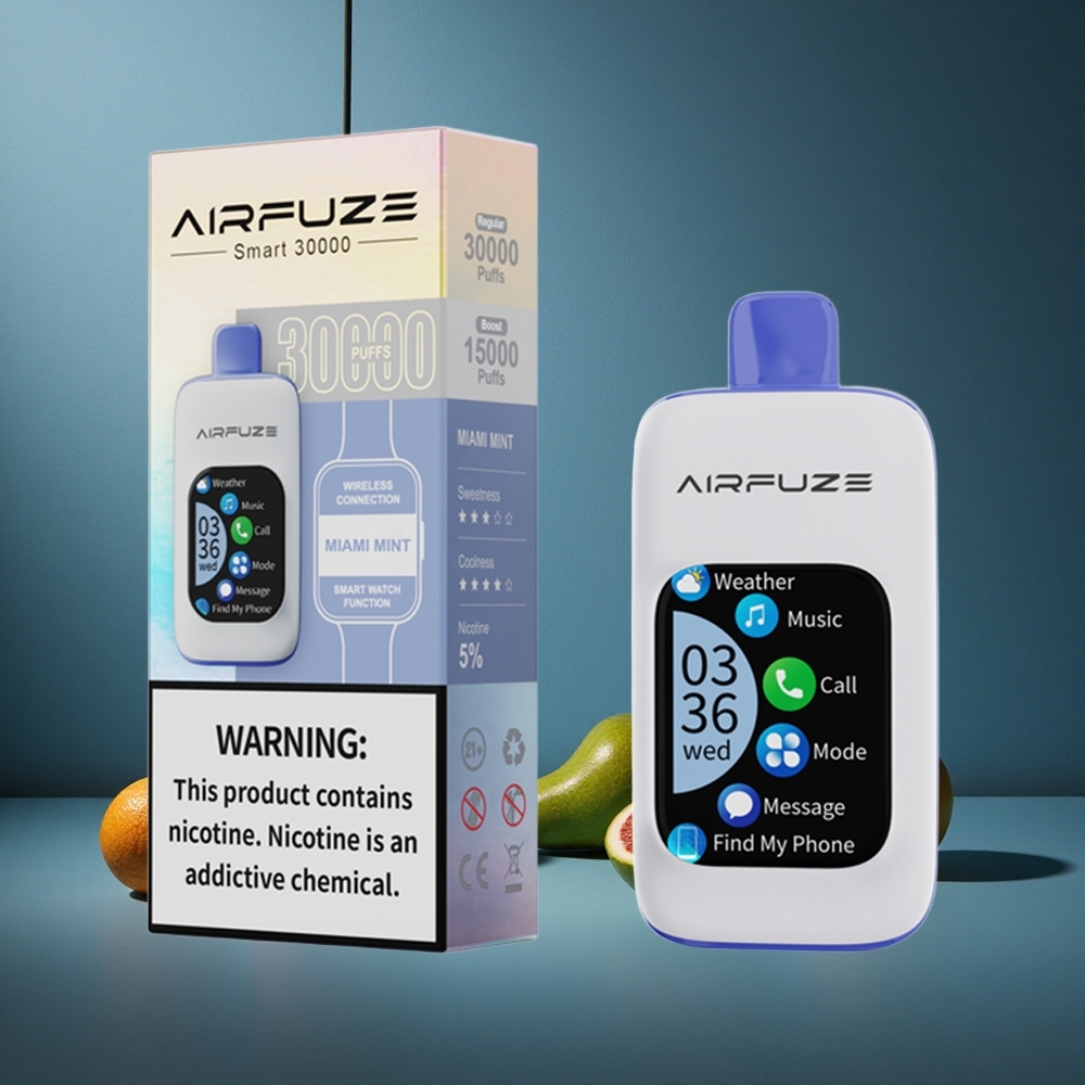 AirFuze Smart 30000 Puffs Vape μιας χρήσης Miami Μέντα με Οθόνη 2,01\"TFT και Μπαταρία 900mAh