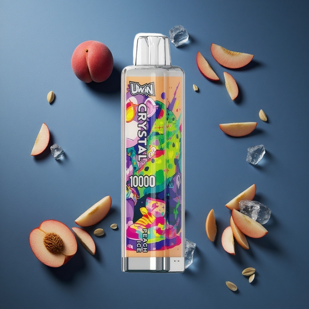 UWIN Crystal 10000 Πάφος Ροδάκινο Πάγος Με RGB Φώτα και 18ml Υγρό
