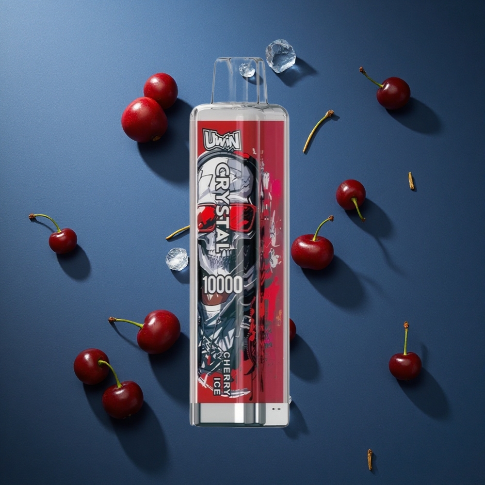 Uwin Crystal 10000 Πύφες Vape μιας χρήσης Κεράσι Πάγος με RGB Φώτα και 18ml Υγρό