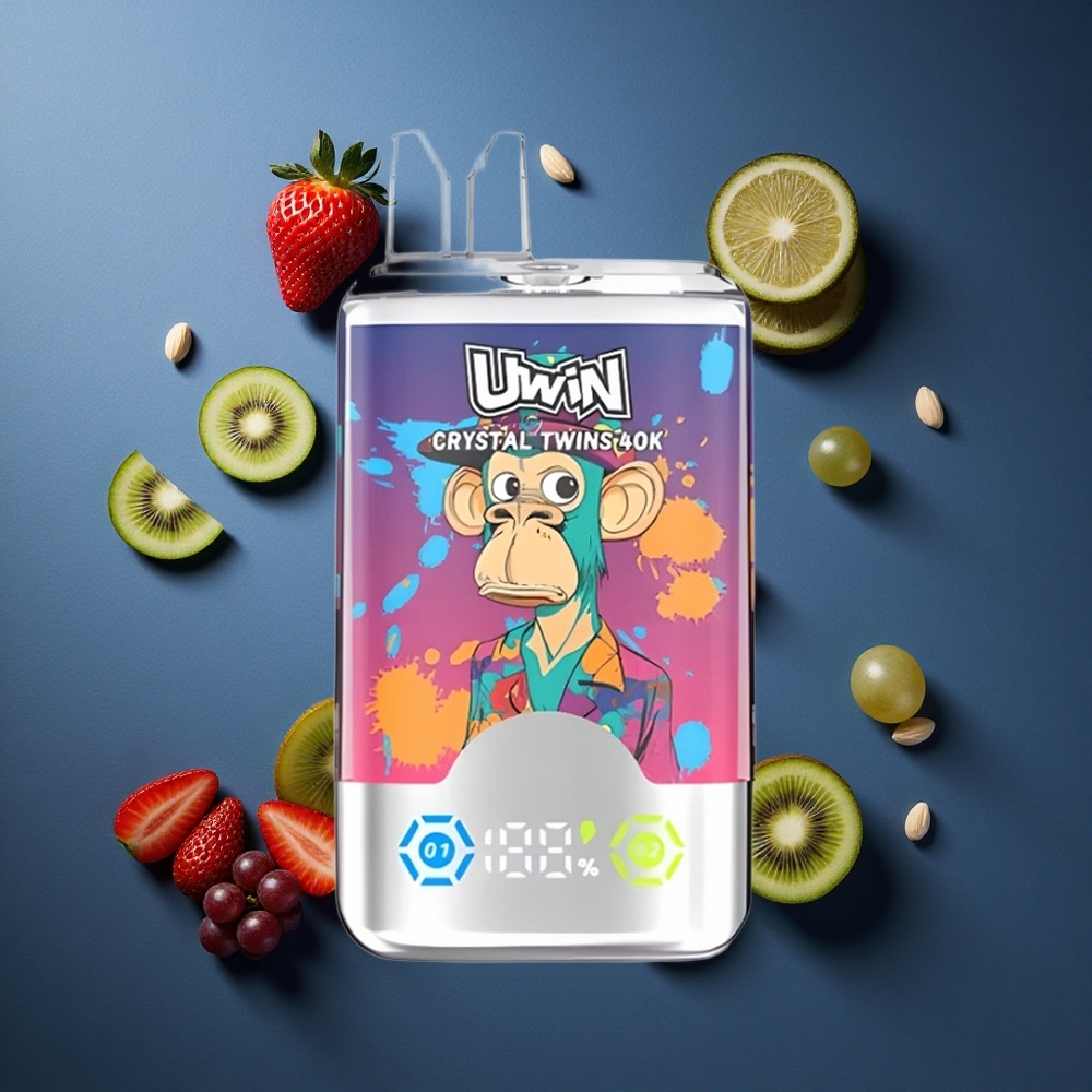 Uwin Crystal Twins 40000 Puffs Φράουλα Κίβι Παγωμένο Σταφύλι με 32ml και 850mAh