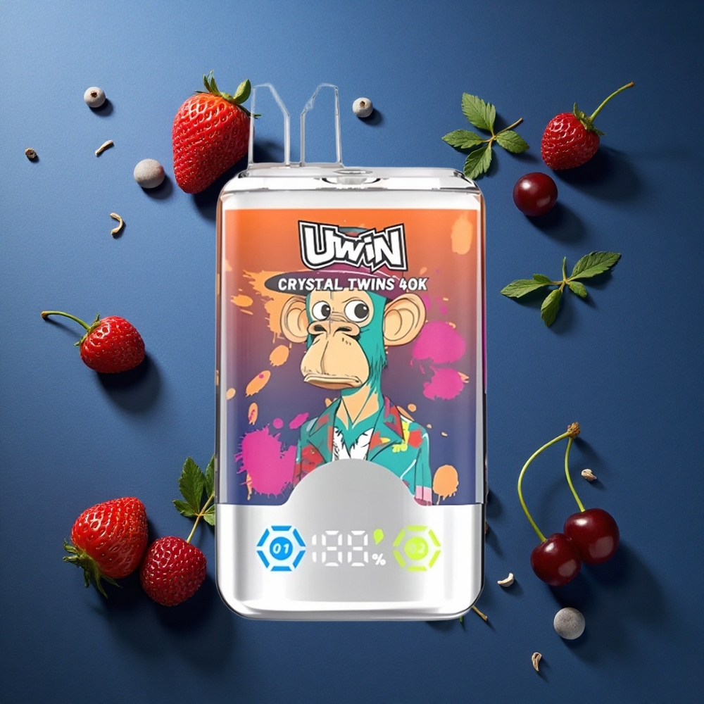 Uwin Crystal Twins 40000 Puffs Διπλή Γεύση Φράουλα Βατόμουρο Κύριος Μπλε 32ml 850mAh