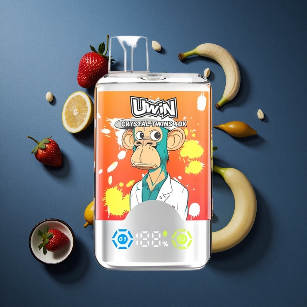 Uwin Crystal Twins 40000 Puffs Φράουλα Μπανάνα Αγάπη 66