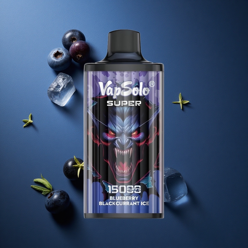 Vapsolo Super 15000 Puffs Vape μιας χρήσης Μπλε Βατόμουρο Παγάκι 40ml 850mAh