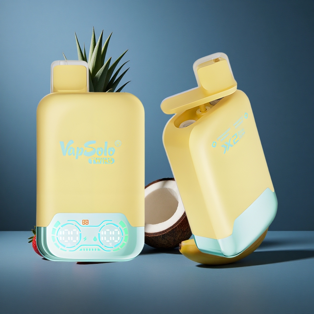 Vapsolo Twins 20000 αναπνοές Ανανάς Καρύδα & Φράουλα Μπανάνα 40ml 20/50 mg/ml Νικοτίνη Type-C