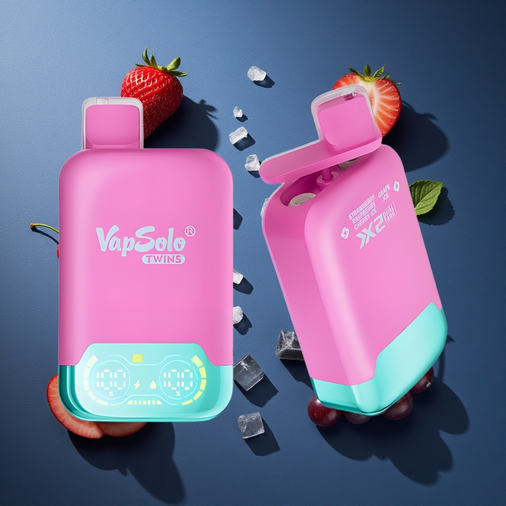 Vapsolo Twins 20000 αναπνοές Φράουλα Βατόμουρο Κεράσι Πάγος & Σταφύλι Πάγος 40ml