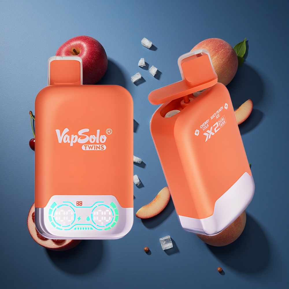 Vapsolo Twins 20000 Puffs 40 ml Κεράσι Κολά & Χυμώδης Ροδάκινο Πάγος Type-C