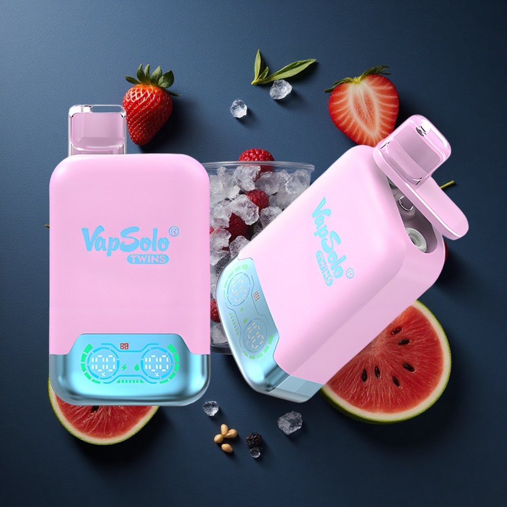 Vapsolo Twins 20000 Puffs Μέλανας Πάγος Δράκος Φρούτο Φράουλα & Σμέουρο Καρπούζι 40ml
