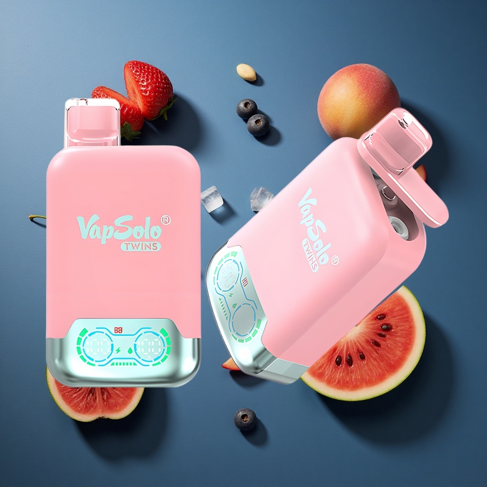 Vapsolo Twins 20000 Puffs Διπλό Τανκ 40ml Φράουλα Πάγος & Μάνγκο Ροδάκινο Καρπούζι