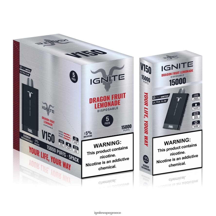 IGNITE Vape Athens - IGNITE V150 στυλό vape 5-pack λεμονάδα φρούτων δράκου 4D8L6284