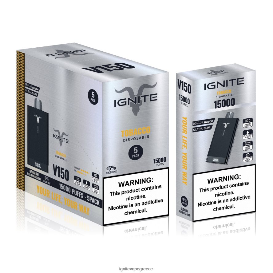 IGNITE Vape Reviews - IGNITE V150 στυλό vape 5-pack καπνός 4D8L629