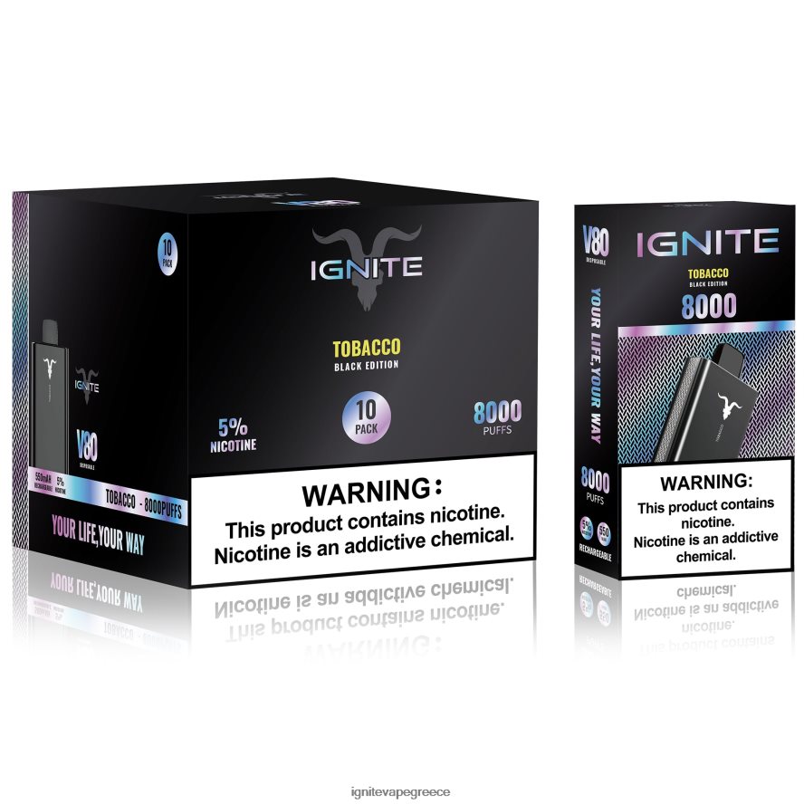 IGNITE Vape Athens - IGNITE V80 στυλό vape 10-συσκευασία καπνός 4D8L624